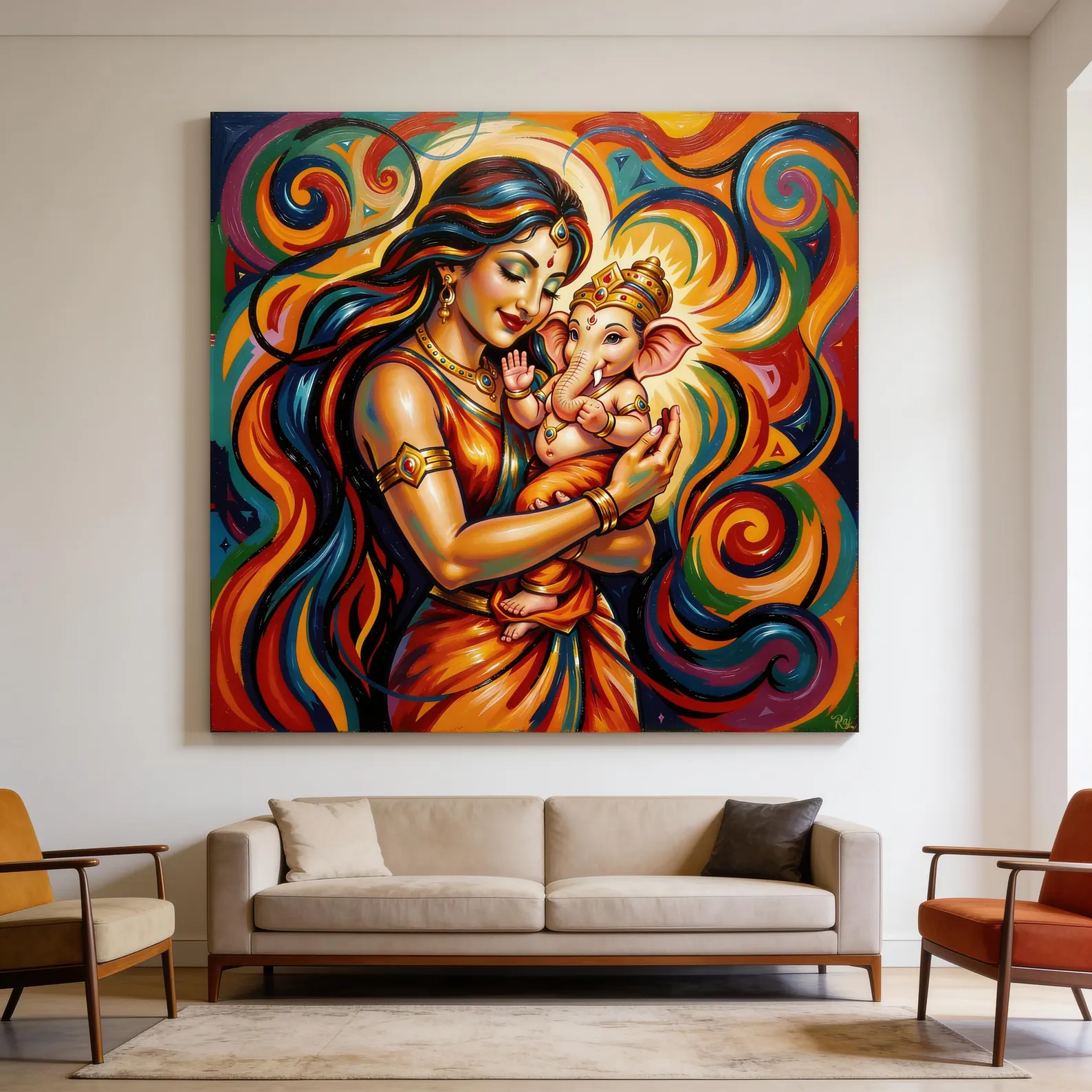 Parvatiji Holding Baby Ganesh - Image 2